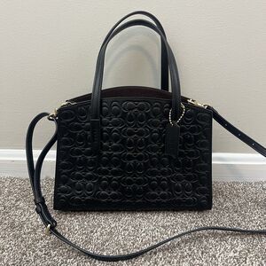 Coach Charlie Carryall 28 Signature Leather Shoulder Bag